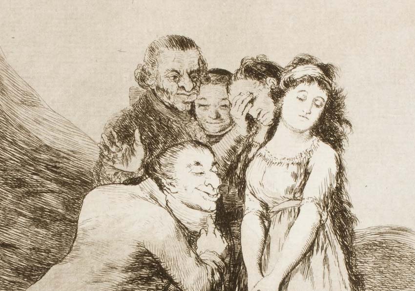 Detall del gravat ¡Qué sacrificio! de Francisco de Goya